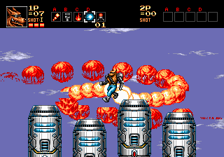 After instantly decimating his opponent, the player looks away from the massive explosion in the final level of the "best ending" branch.