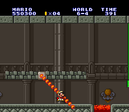 Mario ducks through (not under) a lava lash