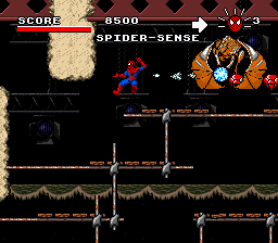 Spider-Man using the backward web-shot trick to kill N'astirh nearly instantly.