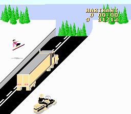The player ramping over a truck.