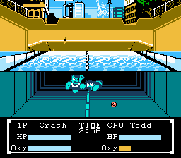 Crash kicking Todd underwater