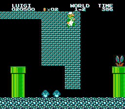 Luigi glitching through the wall.