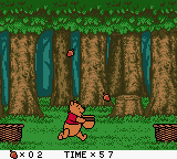 Winnie the Pooh catches falling acorns for a minigame.