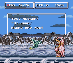 The player confronts an angry Yeti Mother, who is looking for her child.