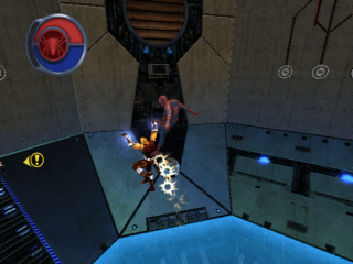 Spider-Man uses Shocker to defy gravity.